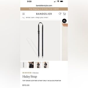 Bandolier Cross Body Strap in Black with Pewter Hardware. 
Strap Only!
Thanks!